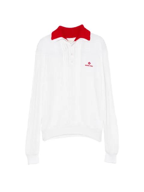 contrast-collar knitted polo top by SHUSHU/TONG
