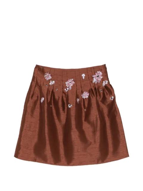 floral-embellished pleated skirt by SHUSHU/TONG