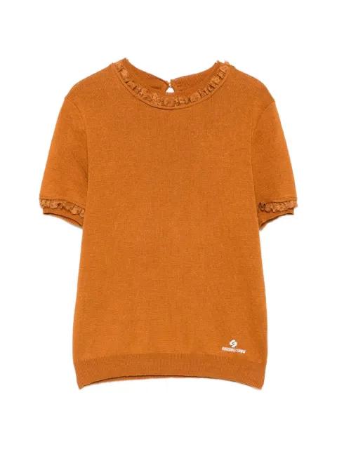 lace-trimmed short-sleeve sweater by SHUSHU/TONG