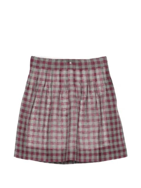 pleated check mini skirt by SHUSHU/TONG