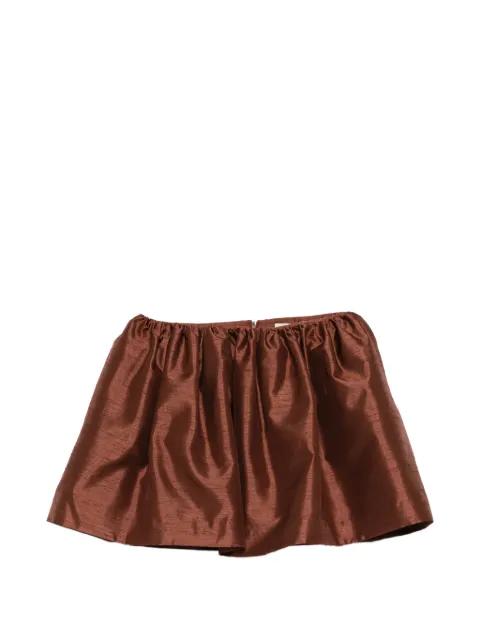 pleated slub-texture skirt by SHUSHU/TONG