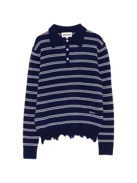 striped distressed-effect polo shirt by SHUSHU/TONG