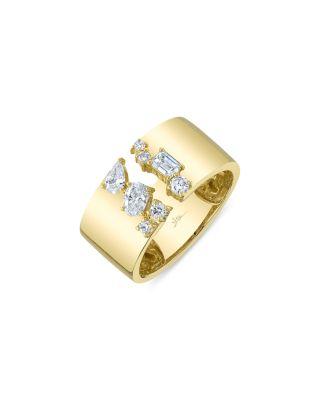 14K Gold Colette Diamond Mixed Cut Open Ring by SHY CREATION