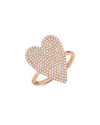 14K Gold Kate Diamond Pav&eacute; Heart Statement Ring. 0.56 tcw by SHY CREATION