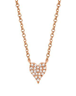 14K Gold Kate Diamond Pav&eacute; Small Heart Pendant Necklace by SHY CREATION