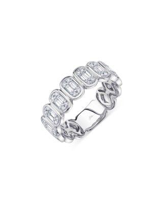 14K White Gold Aleera Diamond Baguette & Round Cluster Band by SHY CREATION
