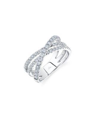 14K White Gold Kate Diamond Multirow Crossover Ring by SHY CREATION
