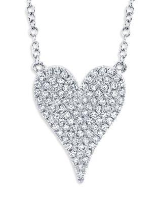 14K White Gold Kate Diamond Pav&eacute; Heart Pendant Necklace by SHY CREATION