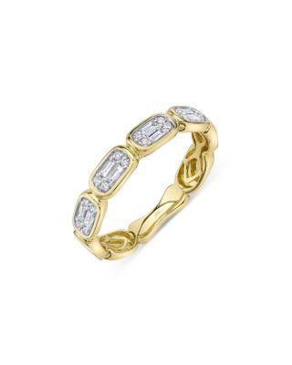 14K Yellow Gold Aleera Diamond Baguette & Round Cluster Ring by SHY CREATION