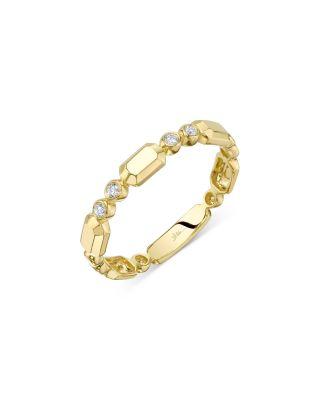 14K Yellow Gold Bailey Diamond Bezel & Geometric Link Band by SHY CREATION