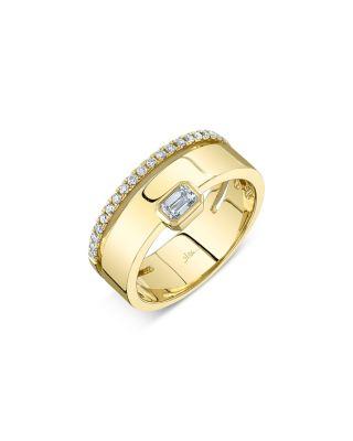 14K Yellow Gold Bailey Diamond Round & Emerald Cut Band by SHY CREATION