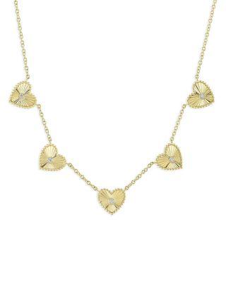 14K Yellow Gold Kate Diamond Bezel Heart Collar Necklace by SHY CREATION