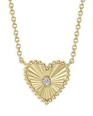14K Yellow Gold Kate Diamond Bezel Heart Pendant Necklace by SHY CREATION