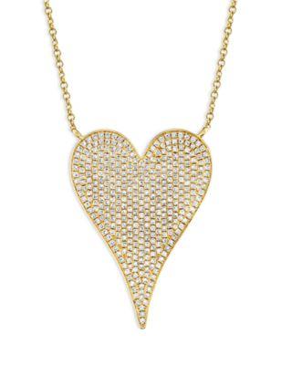 14K Yellow Gold Kate Diamond Pav&eacute; Heart Pendant Necklace by SHY CREATION