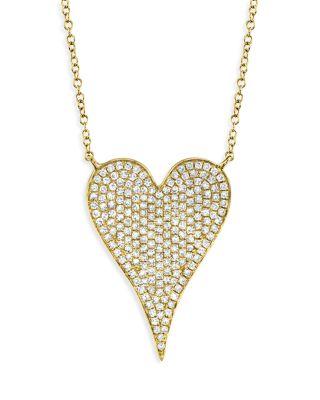 14K Yellow Gold Kate Diamond Pav&eacute; Heart Pendant Necklace by SHY CREATION