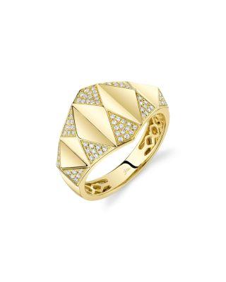 14K Yellow Gold Kate Diamond Pyramid Geometric Cutout Ring by SHY CREATION