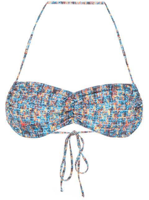 Halle tweed-print bikini top by SIAN SWIMWEAR