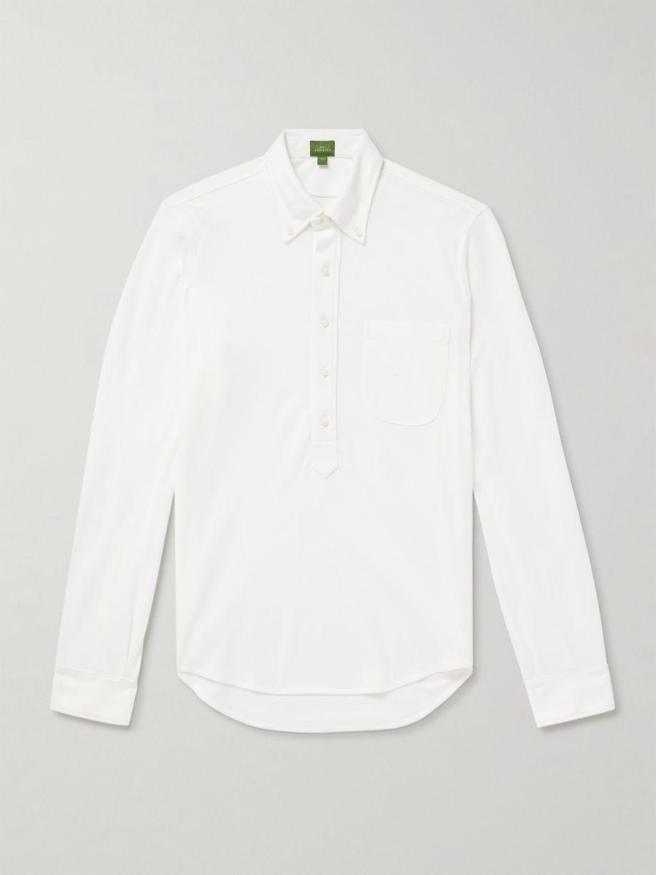 Button-Down Collar Pima Cotton-Piqué Half-Placket Shirt by SID MASHBURN Button-Down Collar Pima Cotton-Piqué Half-Placket Shirt by SID MASHBURN