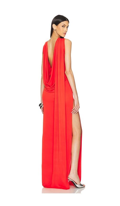 Sid Neigum Floor Length Cowl Back Dress in Red by SID NEIGUM