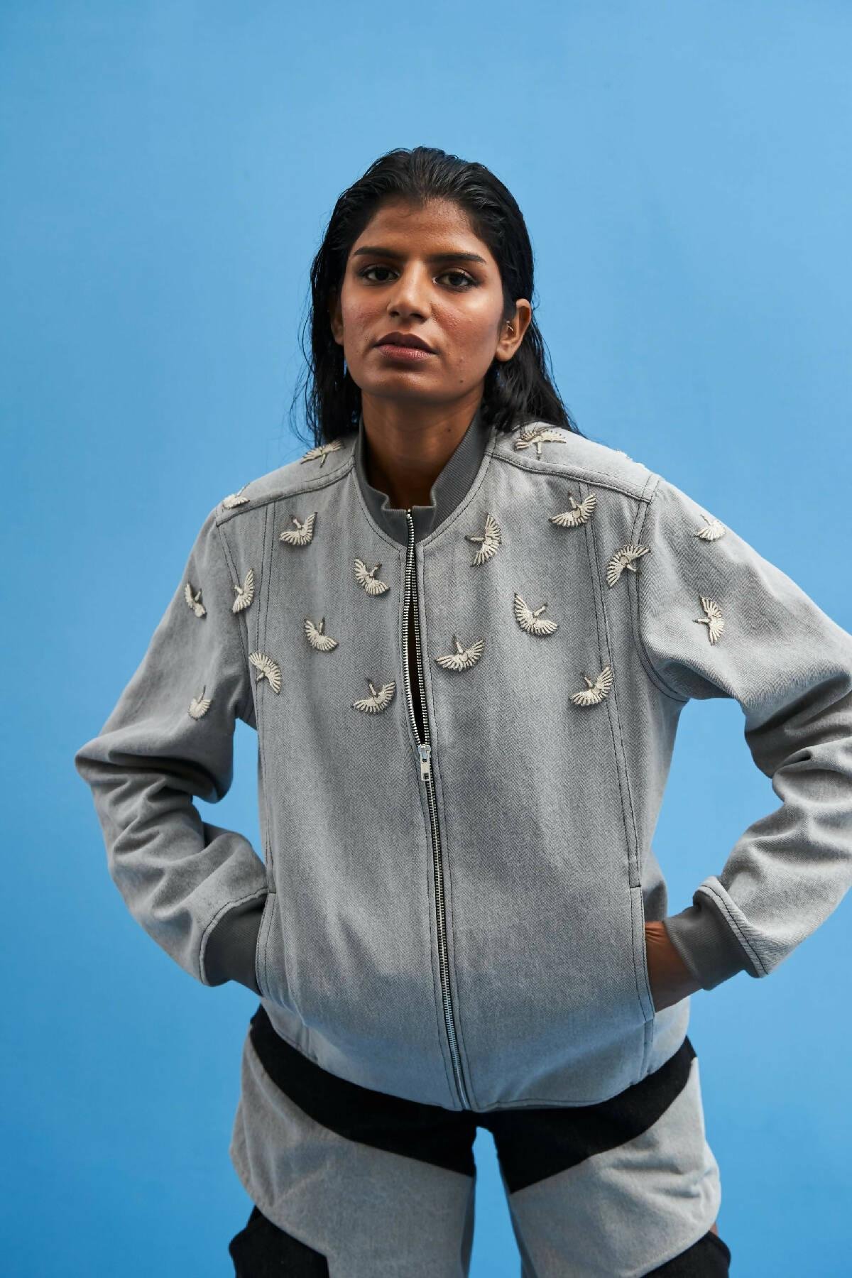 Crane Bomber Jacket by SIDDHANT AGRAWAL LABEL