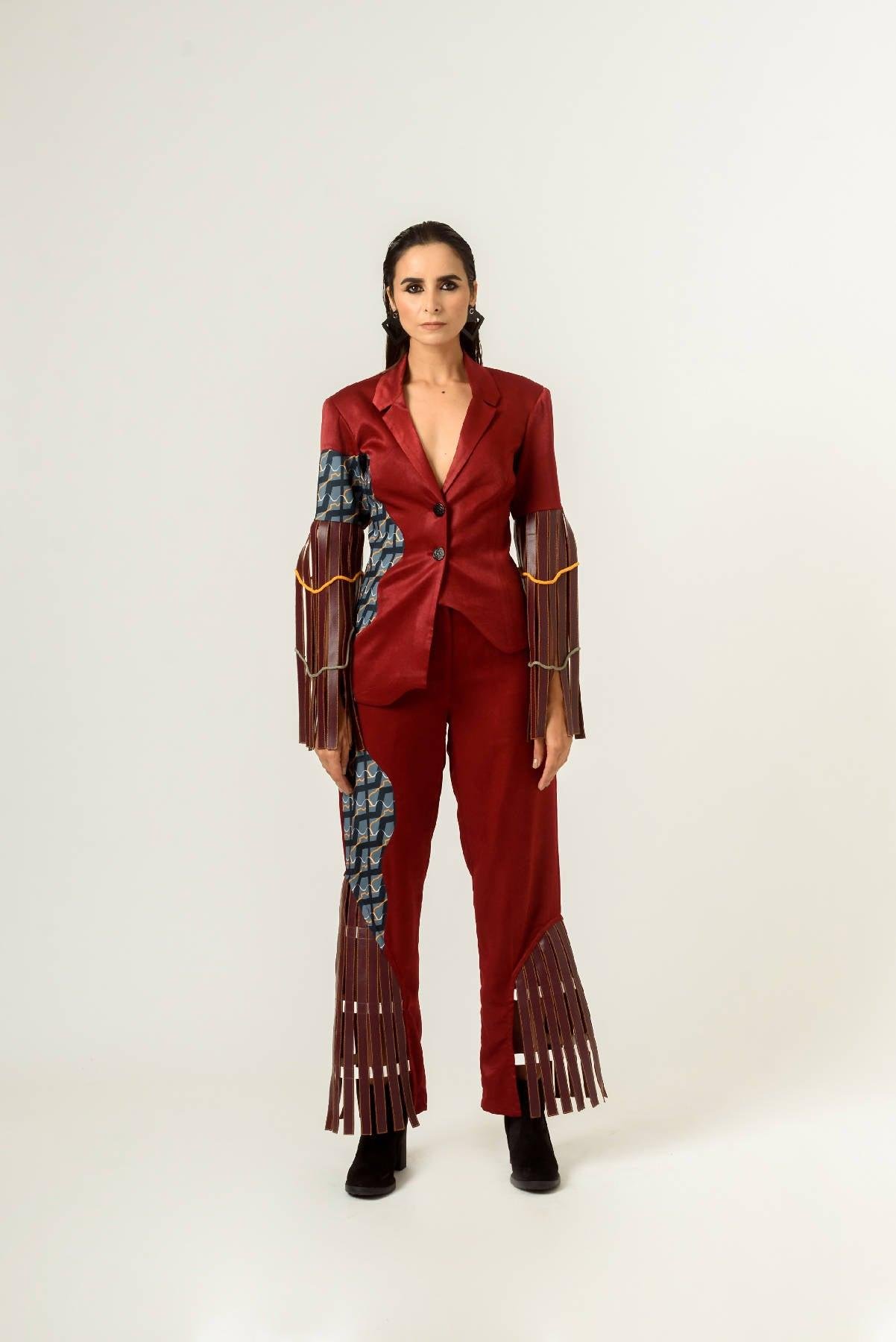 Ennui Leathered Suit Set by SIDDHANT AGRAWAL LABEL