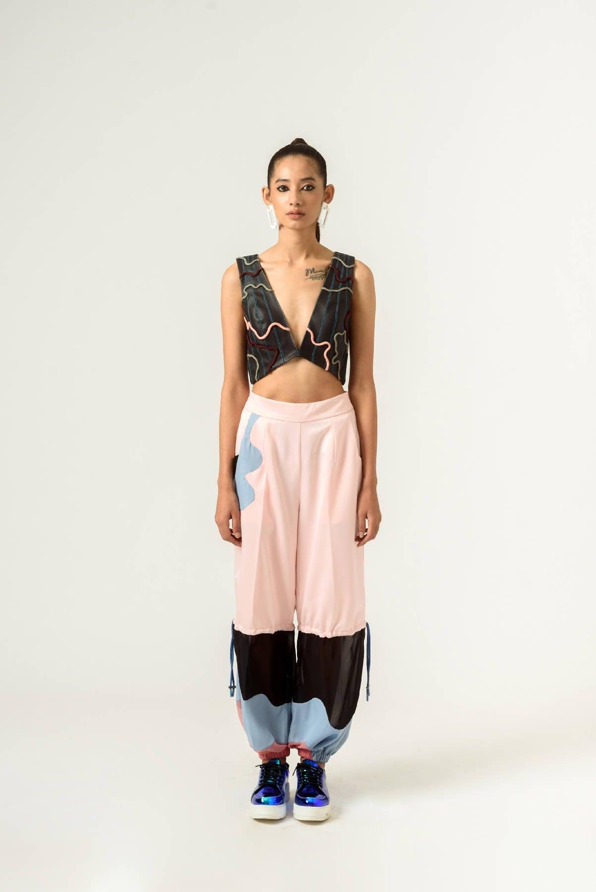 Leather Patched Bustier by SIDDHANT AGRAWAL LABEL