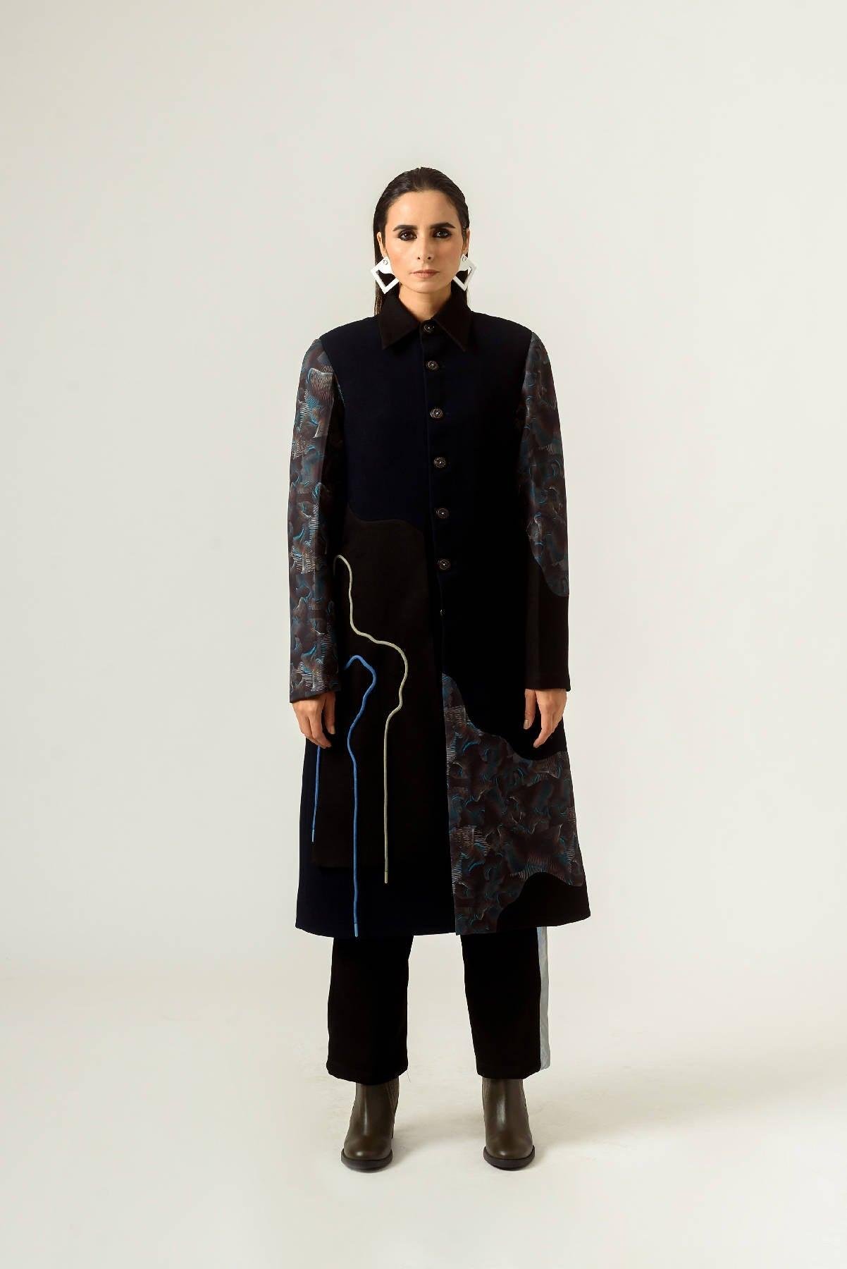 Unisex Agitation Panelled Trench Coat by SIDDHANT AGRAWAL LABEL