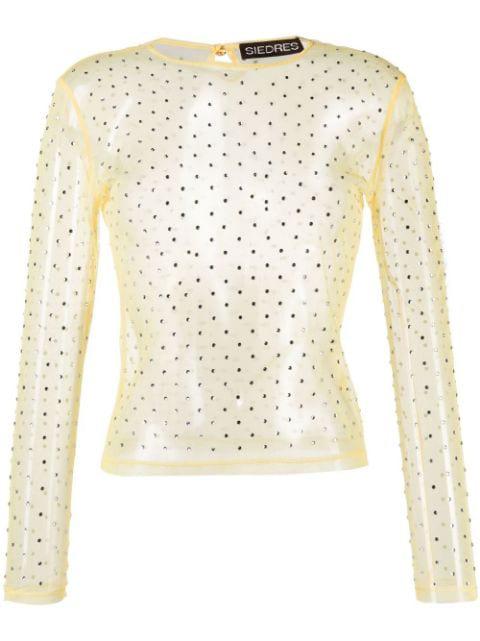 Desta crystal-embellished sheer top by SIEDRES