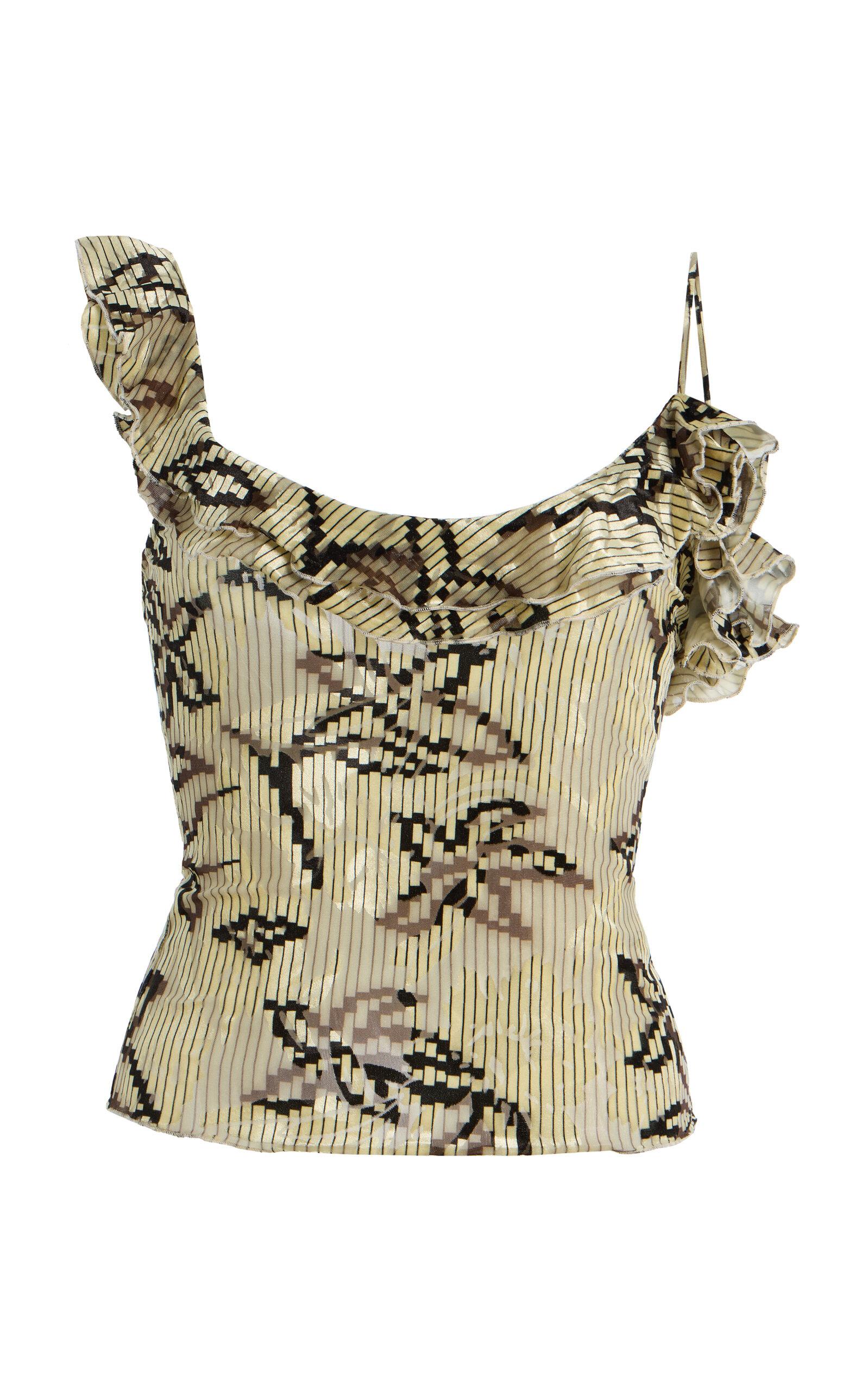 SIEDRÉS Arla Ruffled Velvet Devoré Top -oda Operandi by SIEDRES