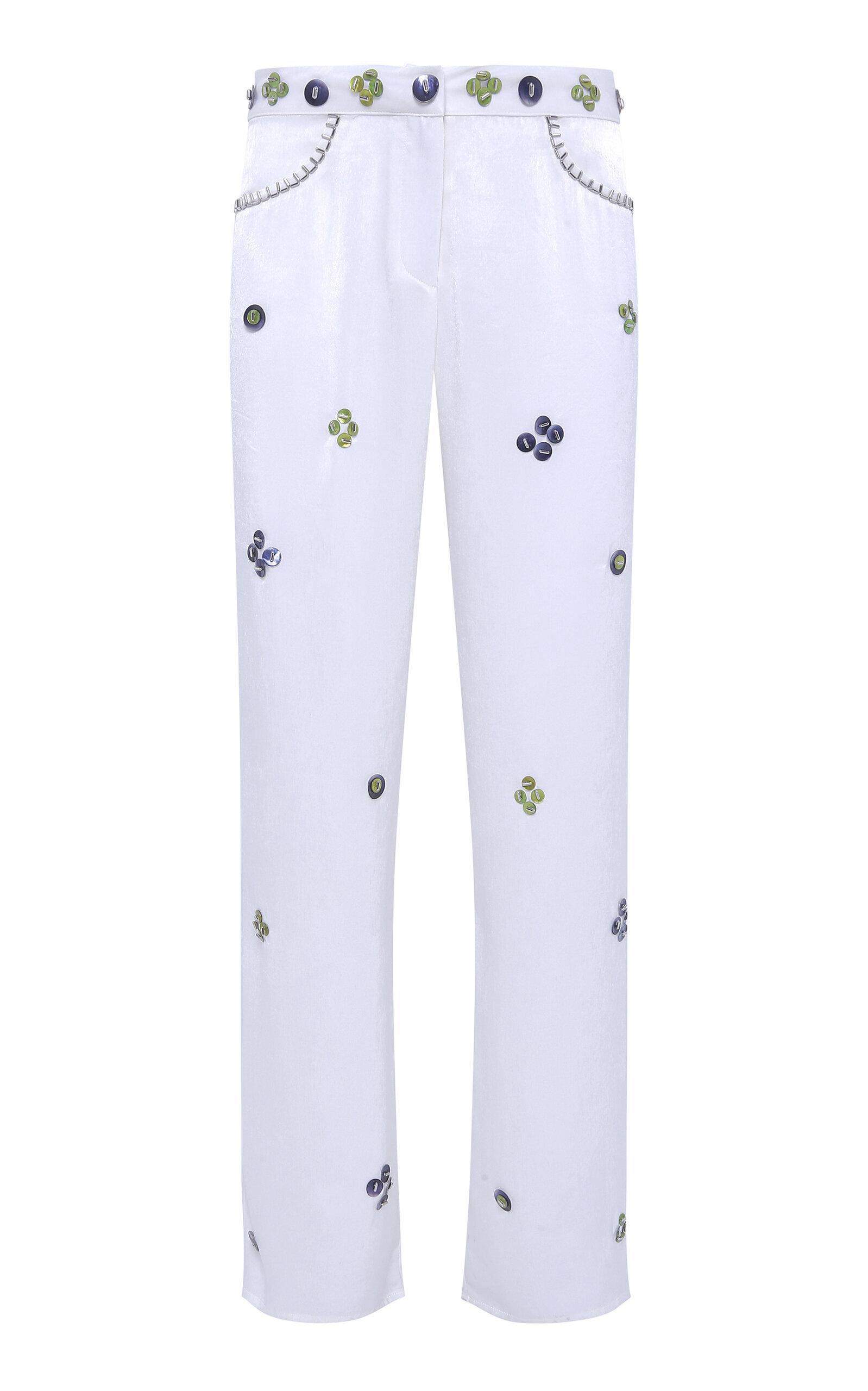 SIEDRÉS Brity Embellished Satin Straight-Leg Pants - Moda Operandi by SIEDRES