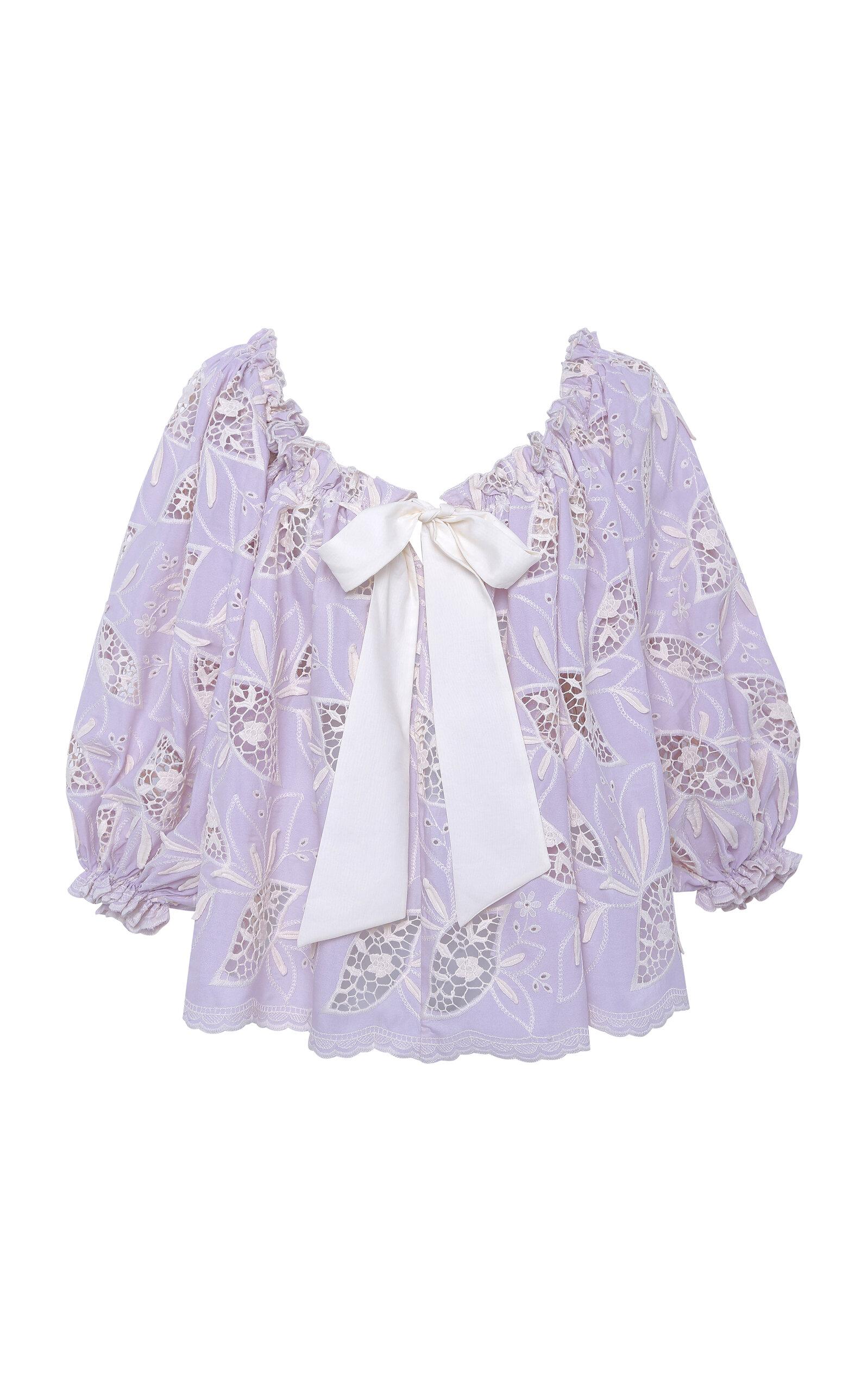 SIEDRÉS Lune Embroidered Poplin Top - Moda Operandi by SIEDRES
