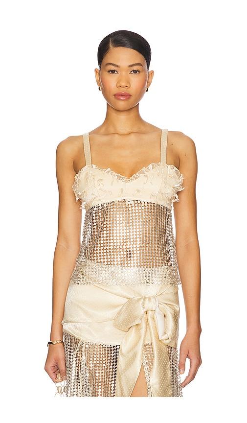 SIEDRES Locean Top in Cream,Metallic Silver by SIEDRES