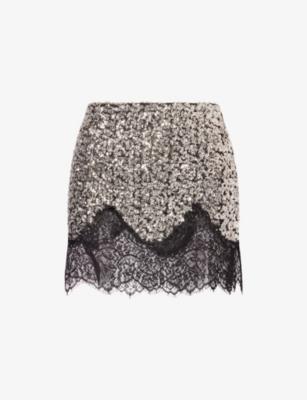 Witz Lace-Trim Sequin Mini Skirt by SIEDRES