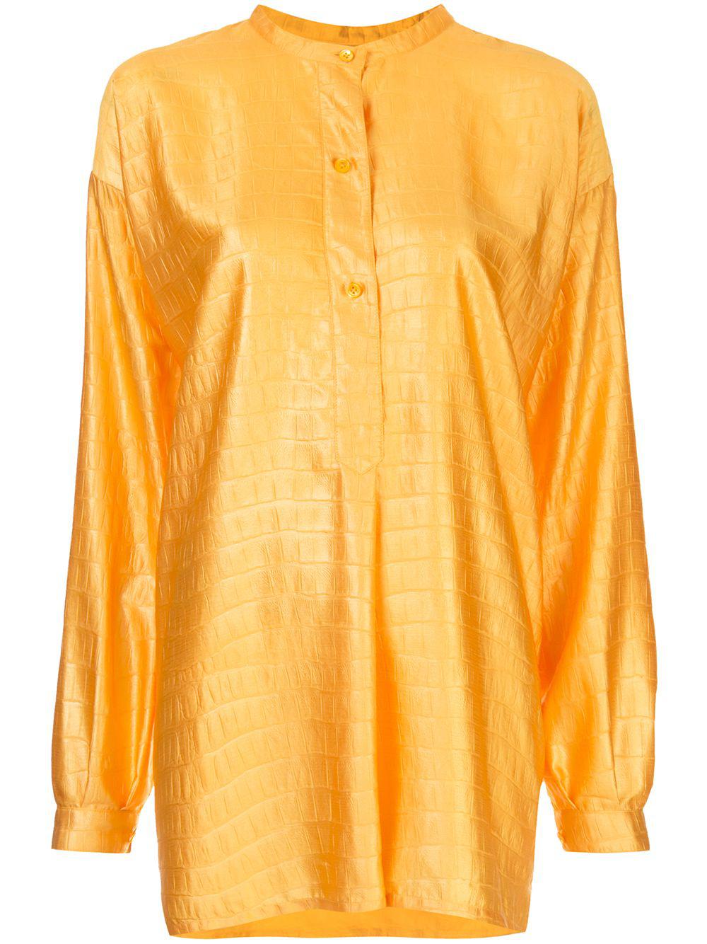 Azra crocodile-embossed satin shirt by SIES MARJAN