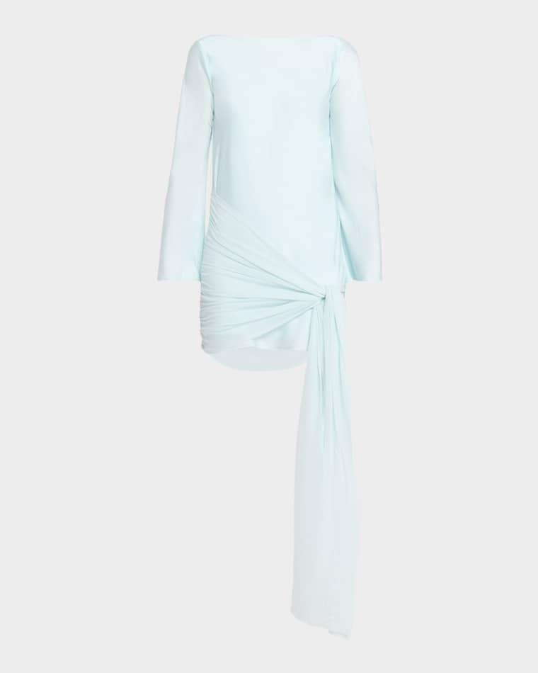 Farrah Draped Long-Sleeve Satin Mini Dress by SIGNIFICANT OTHER