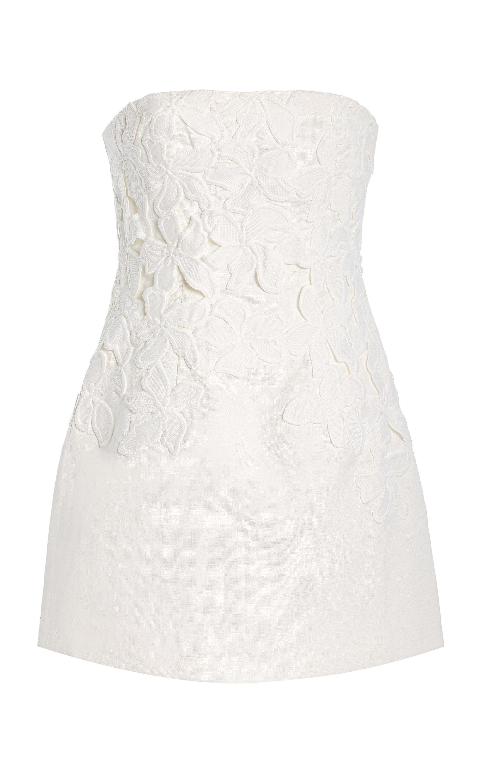 Significant Other Idette Floral-Appliquéd Linen-Blend Mini Dress - Moda Operandi by SIGNIFICANT OTHER