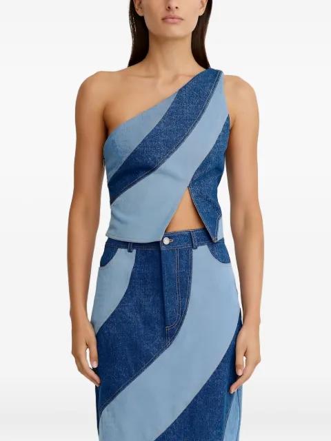 diagonal-paneled one-shoulder top by SIGNIFICANT OTHER