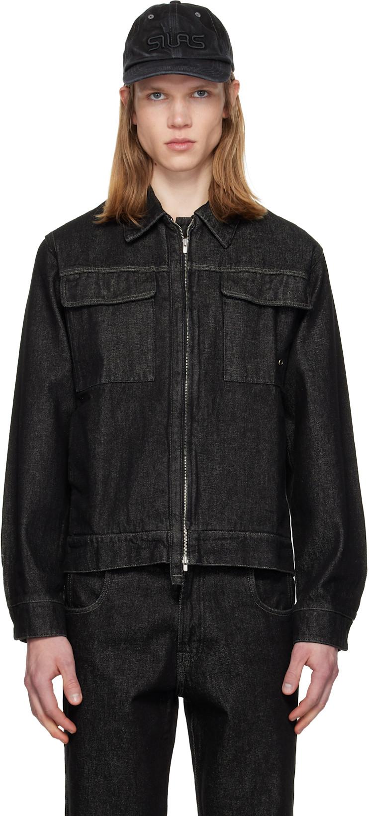 Black Blouson Denim Jacket by SILAS
