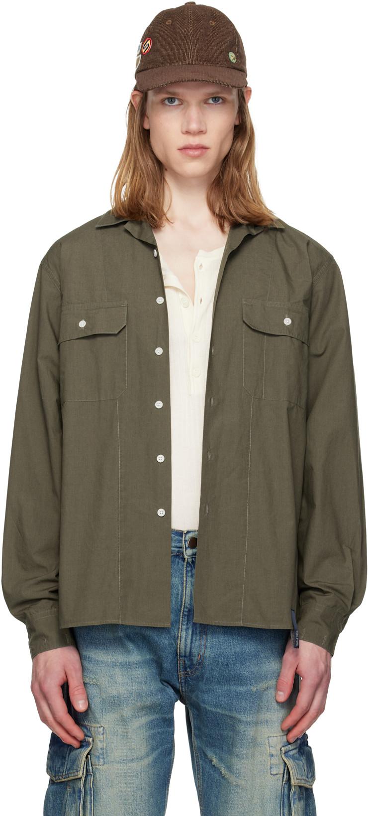 Khaki Dry Cotton Safari Shirt by SILAS
