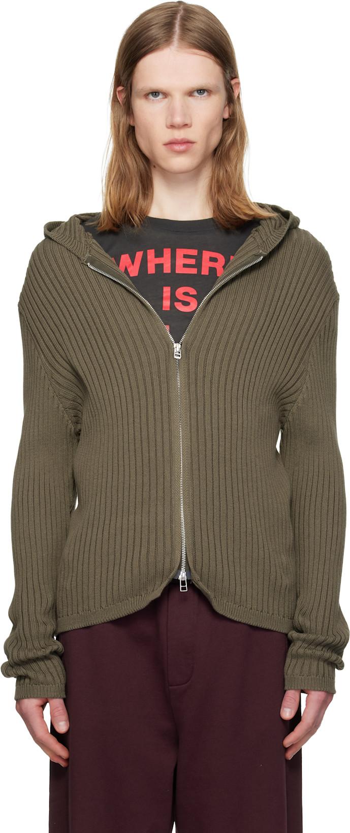 Khaki Knit Hoodie by SILAS