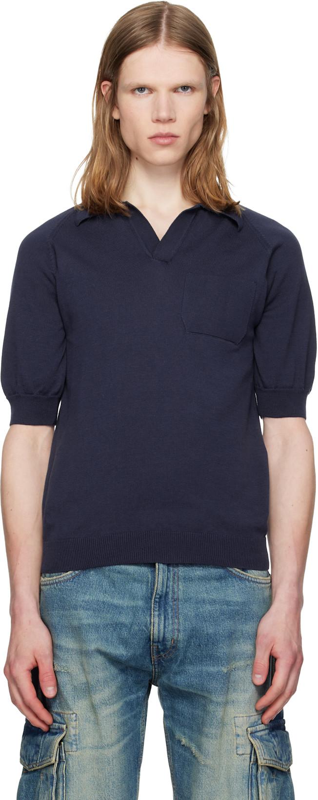 Navy Knit Polo by SILAS