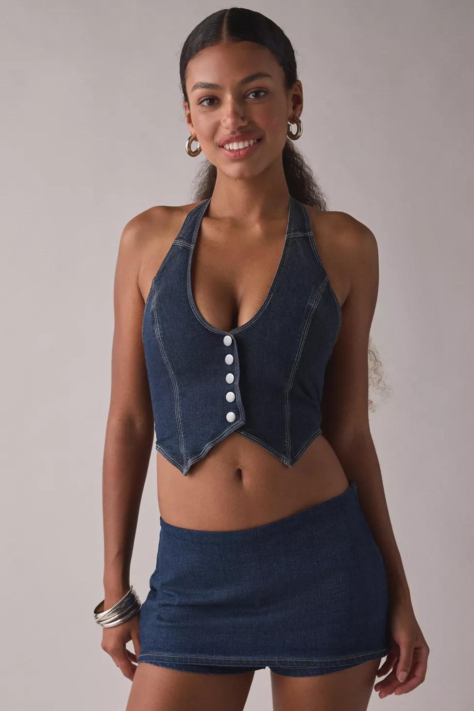 Silence + Noise Esme Cropped Halter Vest Top by SILENCE + NOISE