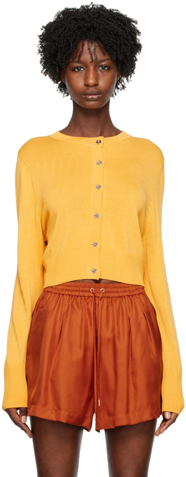 Yellow Cropped Cardigan by SILK LAUNDRY