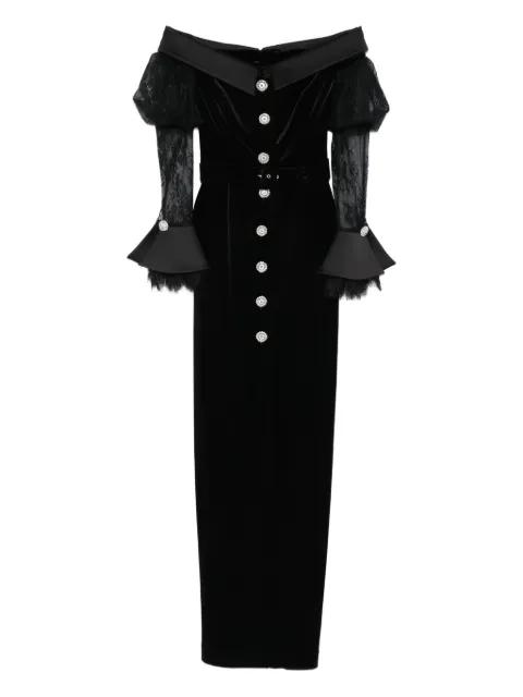 Andrea button velvet maxi dress by SILK LOVE&LACE