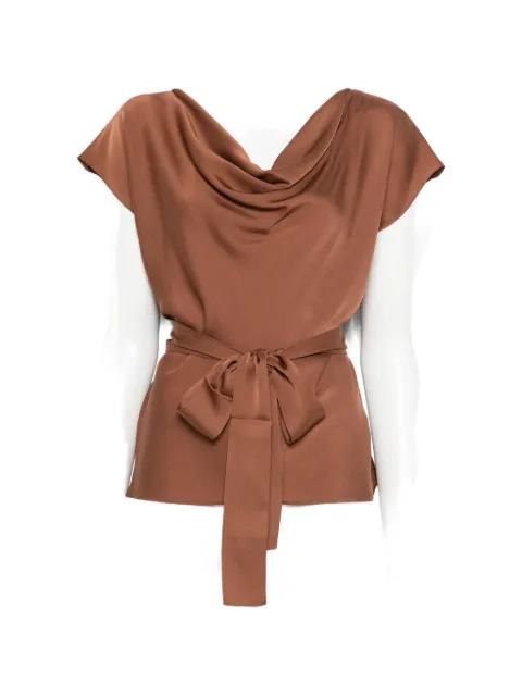 Mizner cowl-neck tie-waist blouse by SILK95FIVE