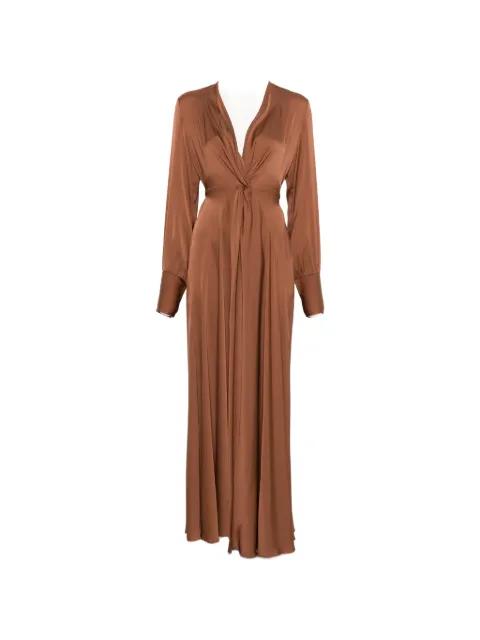 Palm Beach Club tie-waist long-sleeve maxi dress by SILK95FIVE