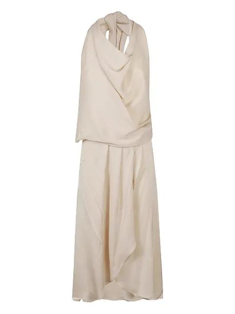halterneck draped dress by SILK95FIVE