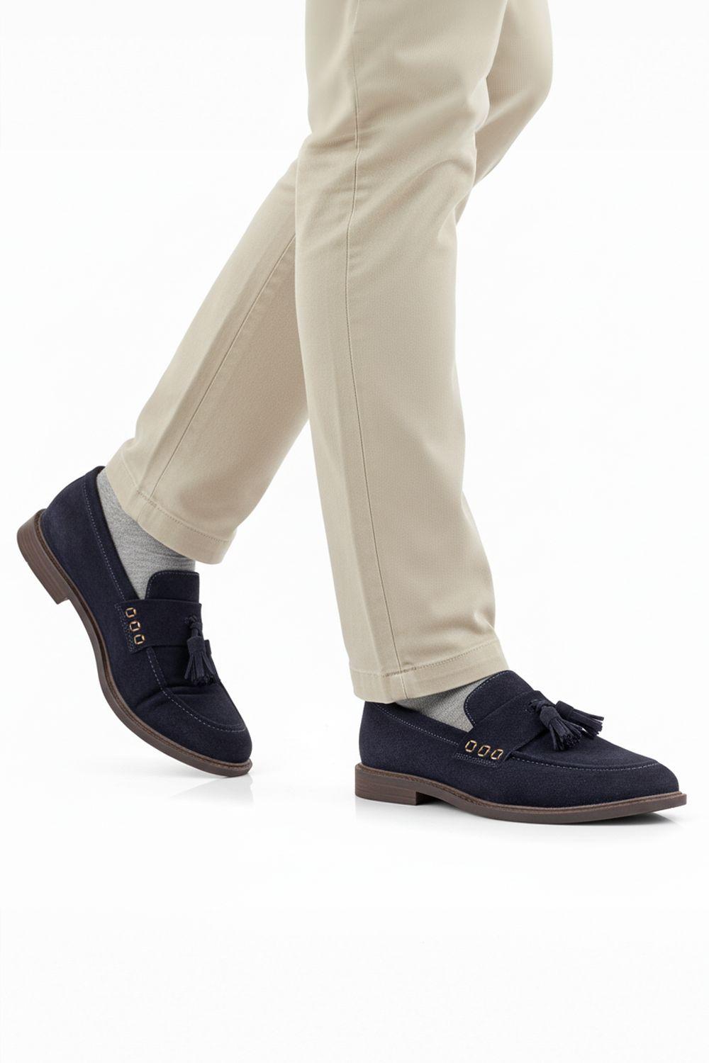 Charleston Premium Suede Leather Casual Mens Tassel Loafers by SILVER STREET LONDON