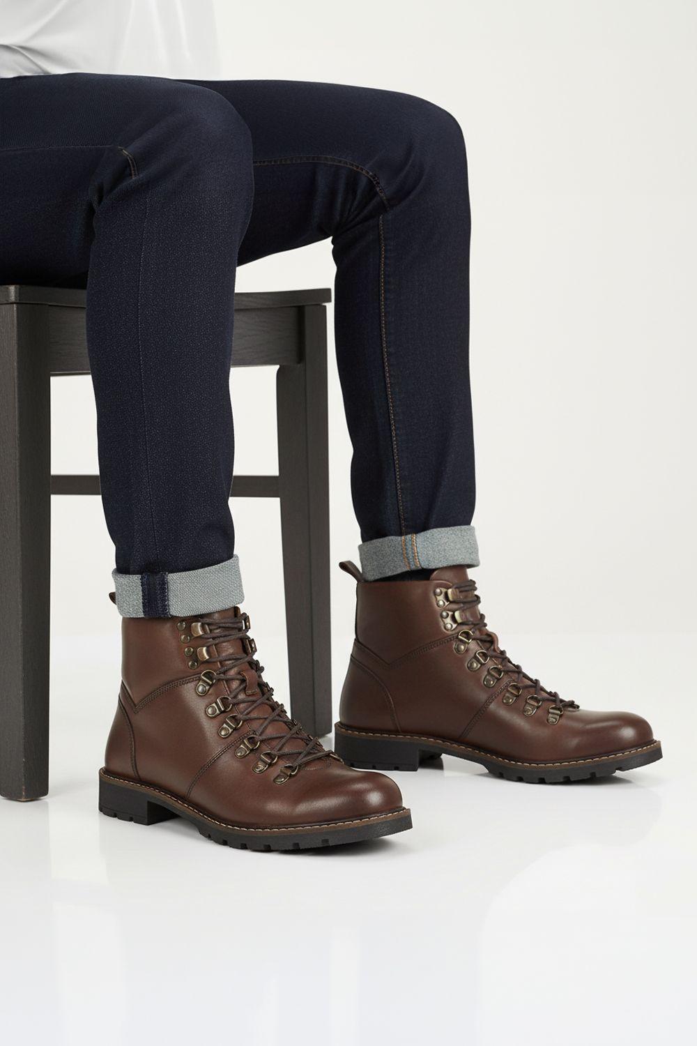 Marble Leather Mens Lace Up Boots by SILVER STREET LONDON