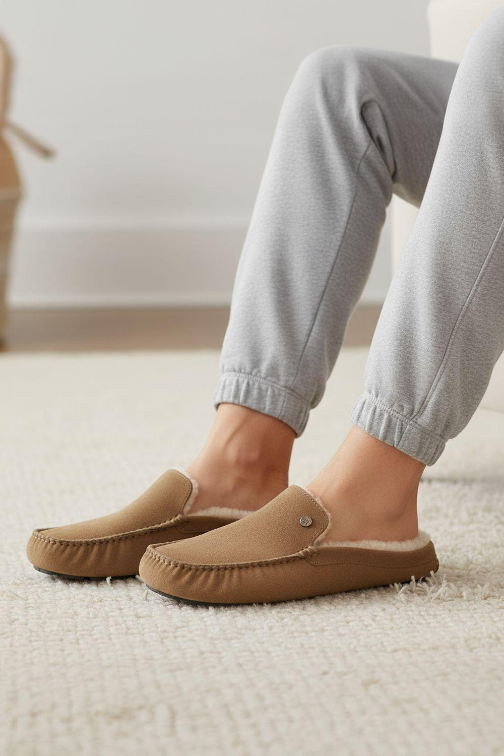 Walbrook Premium Suede Leather Fleece Lined Mens Winter Slippers by SILVER STREET LONDON